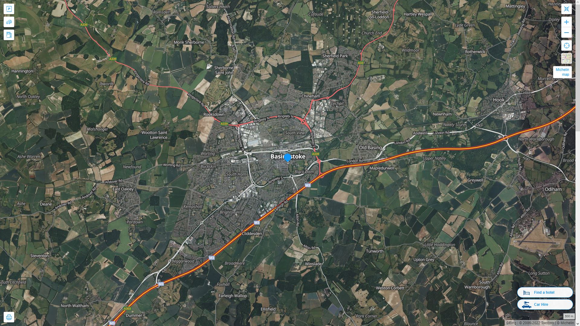 Basingstoke Royaume Uni Autoroute et carte routiere avec vue satellite
